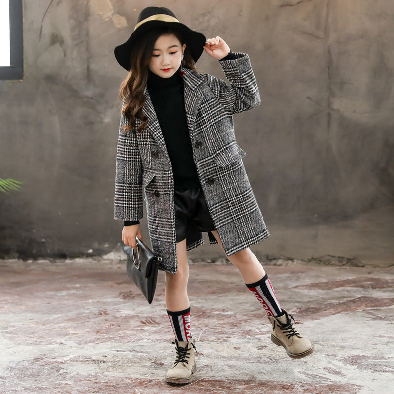 Gray plaid houndstooth coat