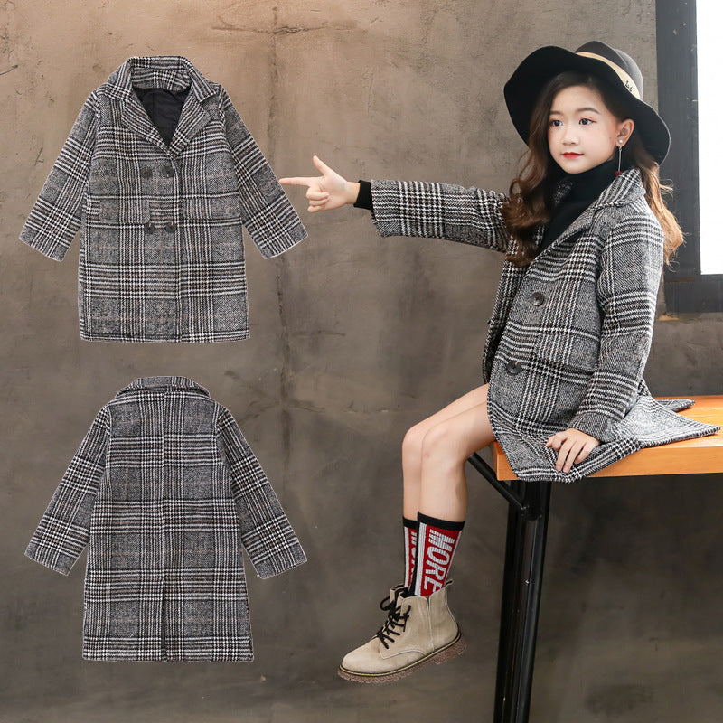 Gray plaid houndstooth coat