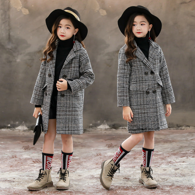 Gray plaid houndstooth coat