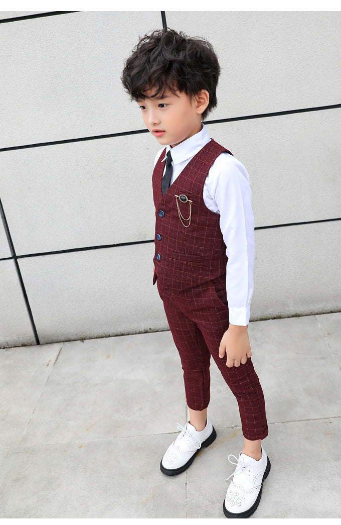 Boys Autumn Clothing Two-piece Vest Set