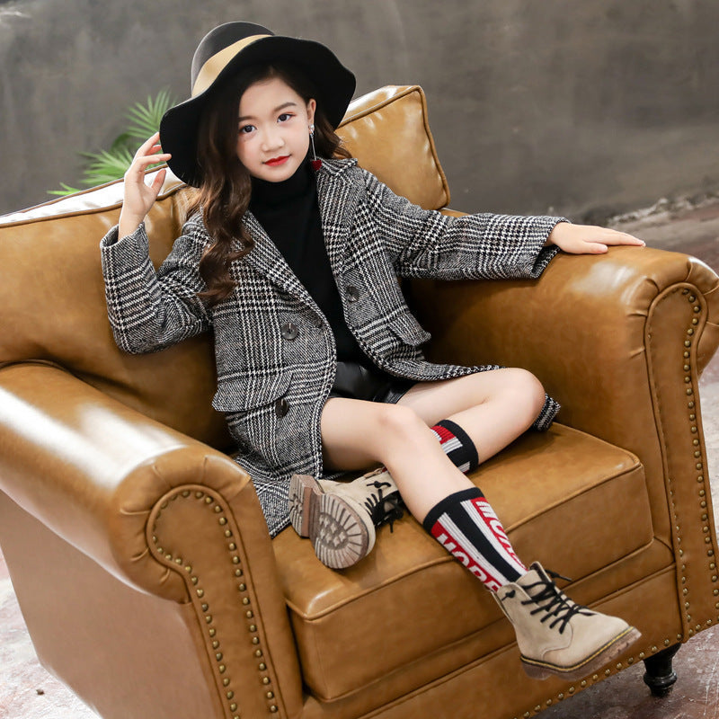 Gray plaid houndstooth coat