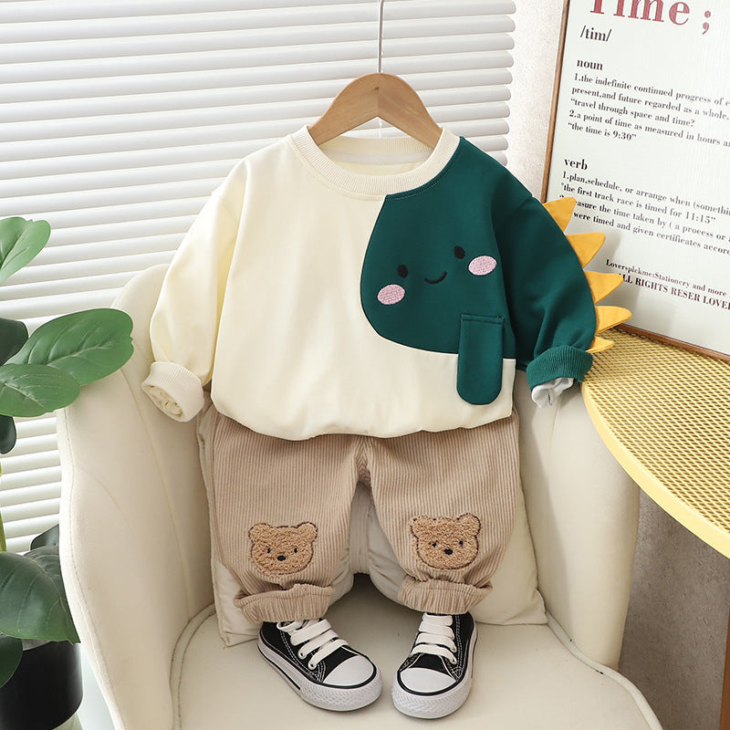 Children's Autumn Clothing Cartoon Long Sleeve Sweater Two-piece Set