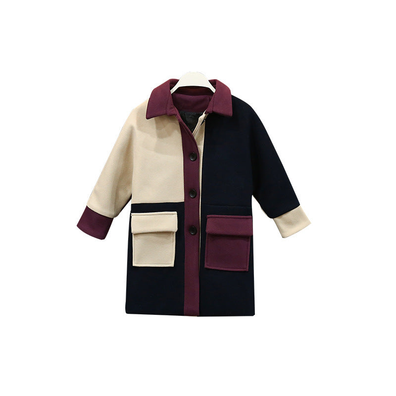 Big Kids Korean AutumnWinter Woolen Coat