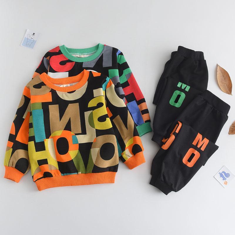 New Boy's Clothing Set All Season Children's Printed Sweatshirt Pants 2-piece Set