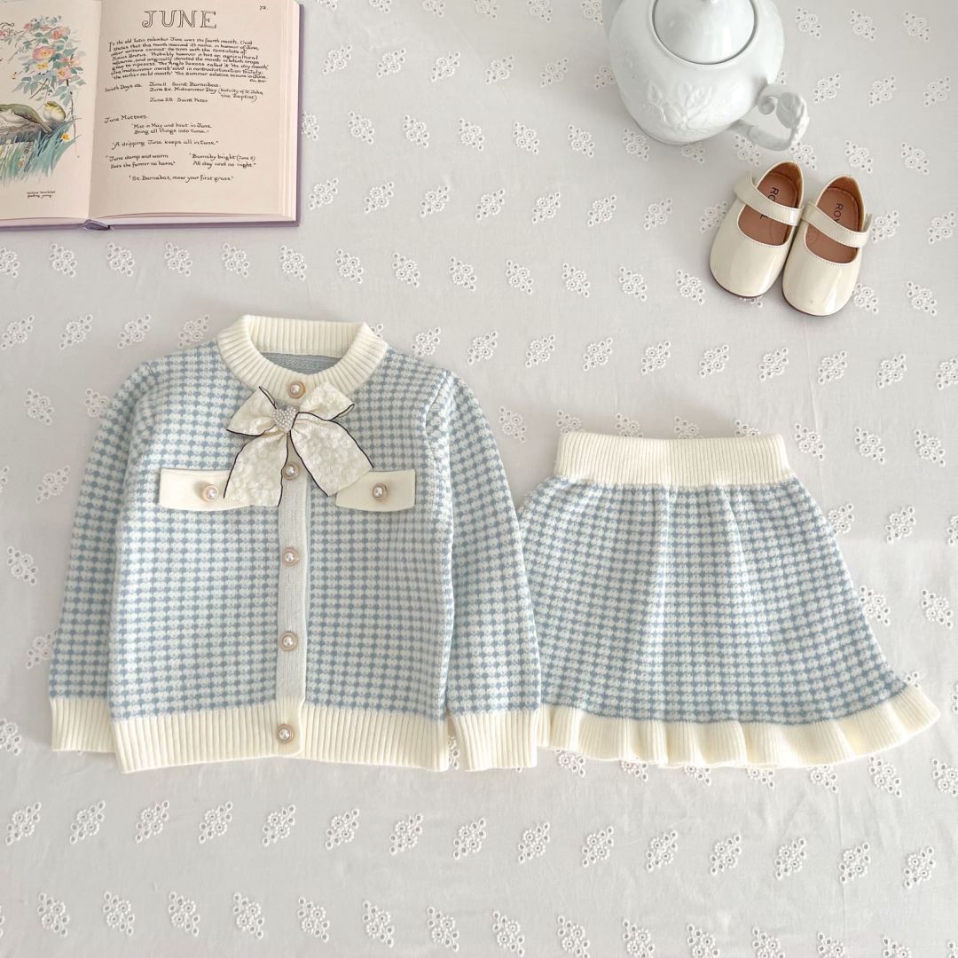 Kids' Sweater Skirt Knitted Cardigan Baby Two-piece Suit