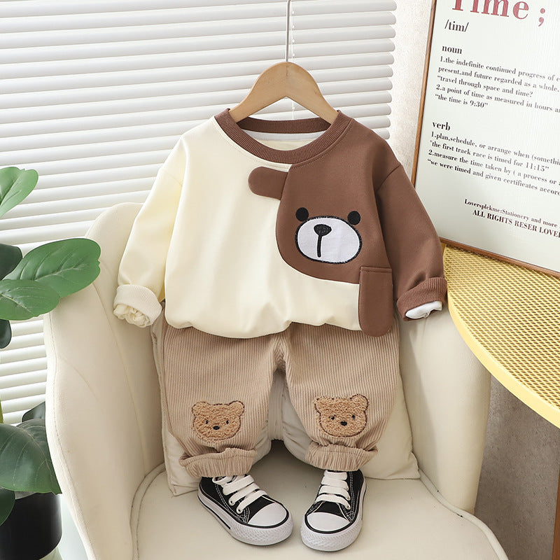 Children's Autumn Clothing Cartoon Long Sleeve Sweater Two-piece Set