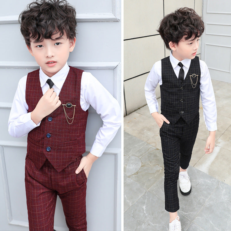 Boys Autumn Clothing Two-piece Vest Set